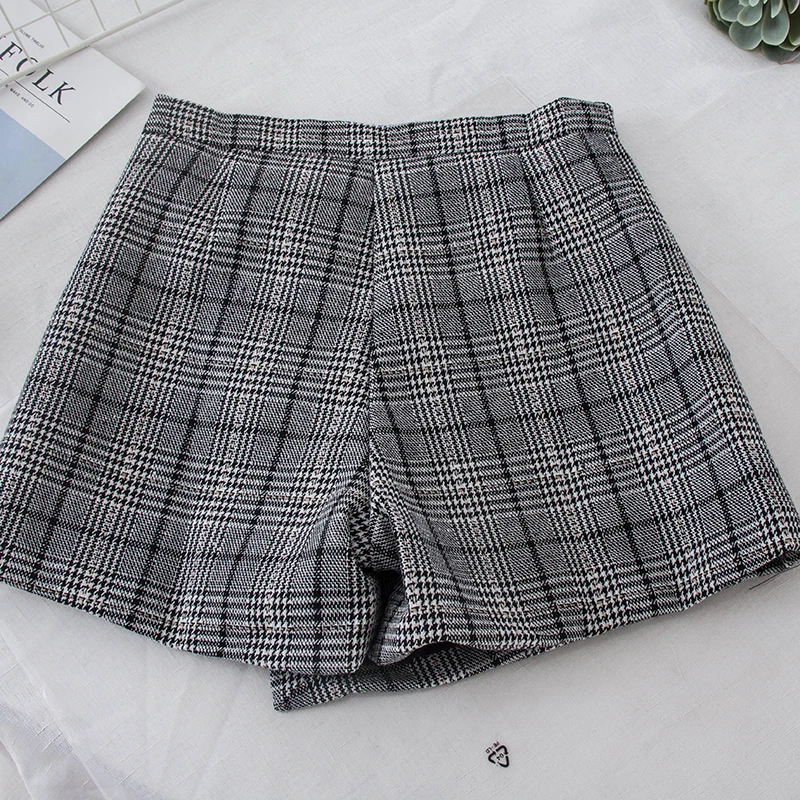 Новинка 2018 модная женская юбка шорты в клетку шерстяные новинка на осень и зиму