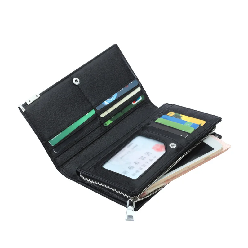 Мужские кошельки длинный кошелек на молнии из натуральной кожи мужской