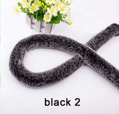black 2 Высококачественная лента из искусственного меха кролика Рекс, пушистая отделка, сделай сам, домашний декор, швейный костюм, кружевная отделка 1y - Цвет: black 2