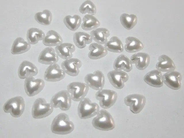 

2000 Ivory/Pure White Heart Half Pearl Bead 4mm Flat Back Scrapbook Craft