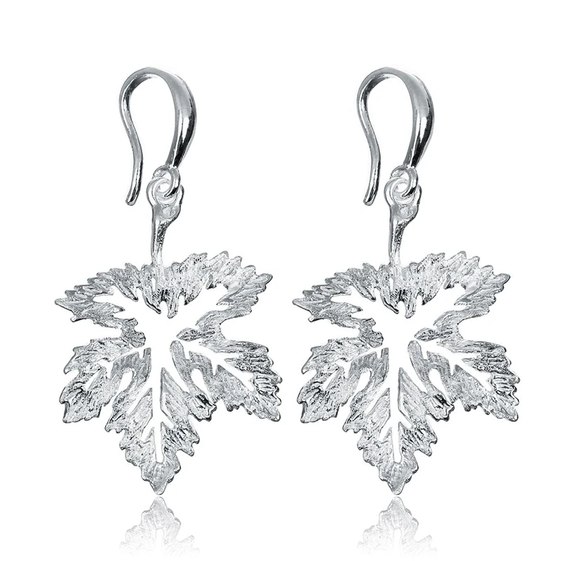 Женские серьги из стерлингового серебра 925 пробы ажурные в виде клена|drop earrings|earring