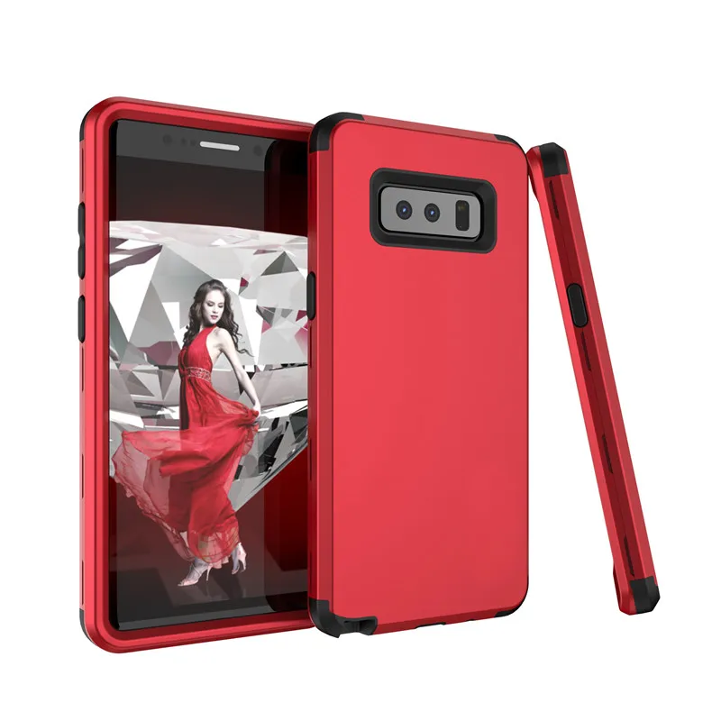 Samsung s9 Plus note8 Plain Color PU Soft Silicone Hard PC 360 Degree Shockproof Hybrid Armor 3-Layers Full-Body Protection Case |