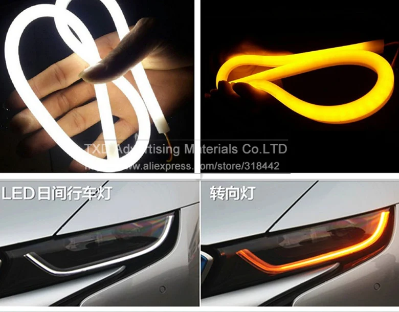 Дневные ходовые огни для стайлинга автомобиля 2 шт. 85 см гибкая светодиодная