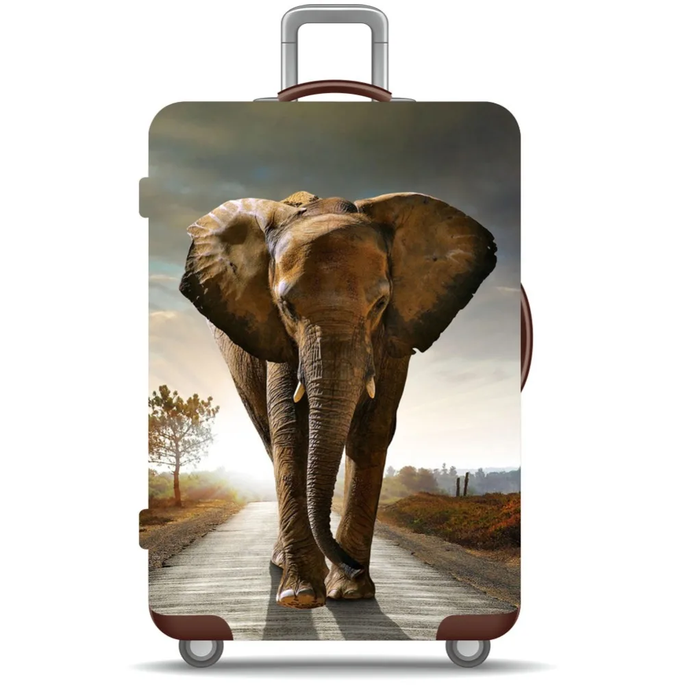 Прочный защитный чехол для багажа из спандекса с принтом слона эластичный