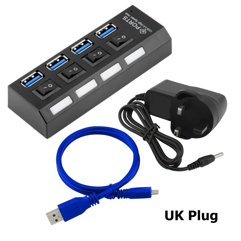 Usb-концентратор с несколькими портами 3,0 4 порта USB 3,0 концентратор разделители USB с адаптером питания переключатель 3 Hab для ПК macbook pro компьютерные аксессуары