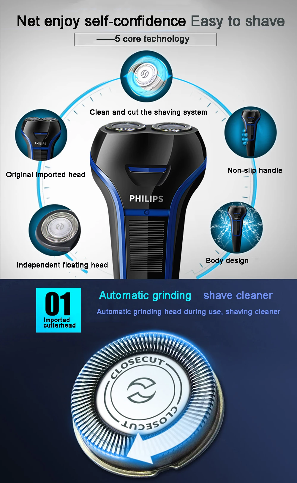 Электробритва Philips S100 с никель-металл-гидридным аккумулятором, вращающаяся портативная ручная моющаяся электрическая бритва для мужчин