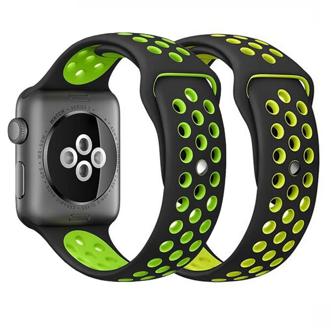 Новые цвета спортивный силиконовые полосы для apple watch Series 1 2 3 38 мм 42 ссылка браслет