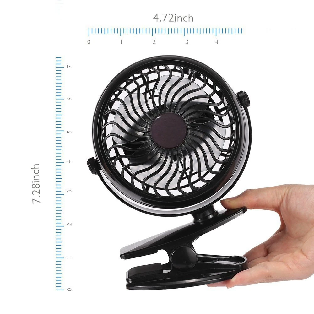 New USB Fan Mini Clamp Desktop Silent 360-degree rotating fan Rechargeable Battery and 2600mAh for Cart 4.9 Feet | Бытовая техника