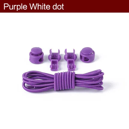 Purple White dot 1 пара упругих шнурков без завязок для женщин, мужчин, детей, тренировочных кроссовок для бега, спортивных кроссовок, шнурков - Цвет: Purple White dot