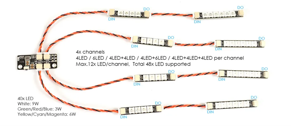 4 шт. matek System 2812ARM-4 5V WS2812 Светодиодная лента RC ночной Светильник w/4 лампы для радиоуправляемого дрона FPV Racing