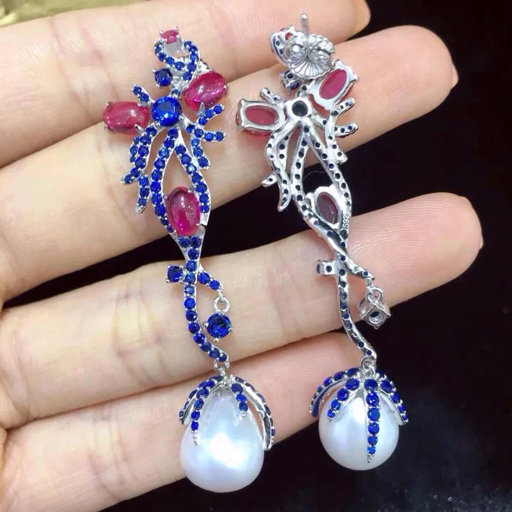 Qi Xuan_Trendy jewelry_новые серьги элегантные Серебро S925 инкрустация цирконием и