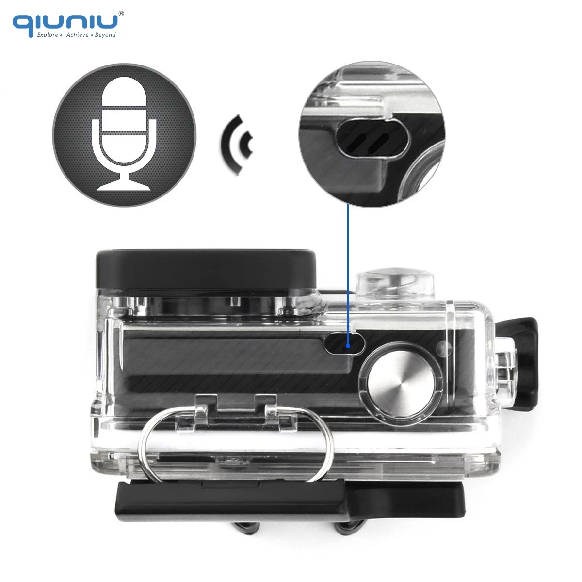 QIUNIU внешний микрофон+ прозрачный Рамный корпус чехол для GoPro Hero 4 3+ 3 Экшн камеры для Go Pro Аксессуары