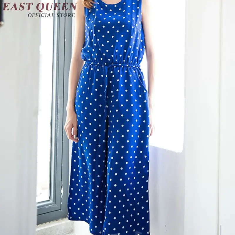 Женский комбинезон в горошек элегантный с завышенной талией и широкими