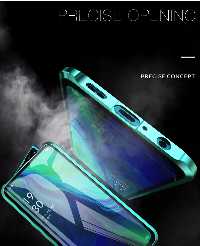 Чехол на магните для OPPO Reno 10X Zoom, чехол на переднюю панель+ заднюю, двухсторонний, 9 H, чехол из закаленного стекла для OPPO Reno CPH1919, металлический бампер, чехол