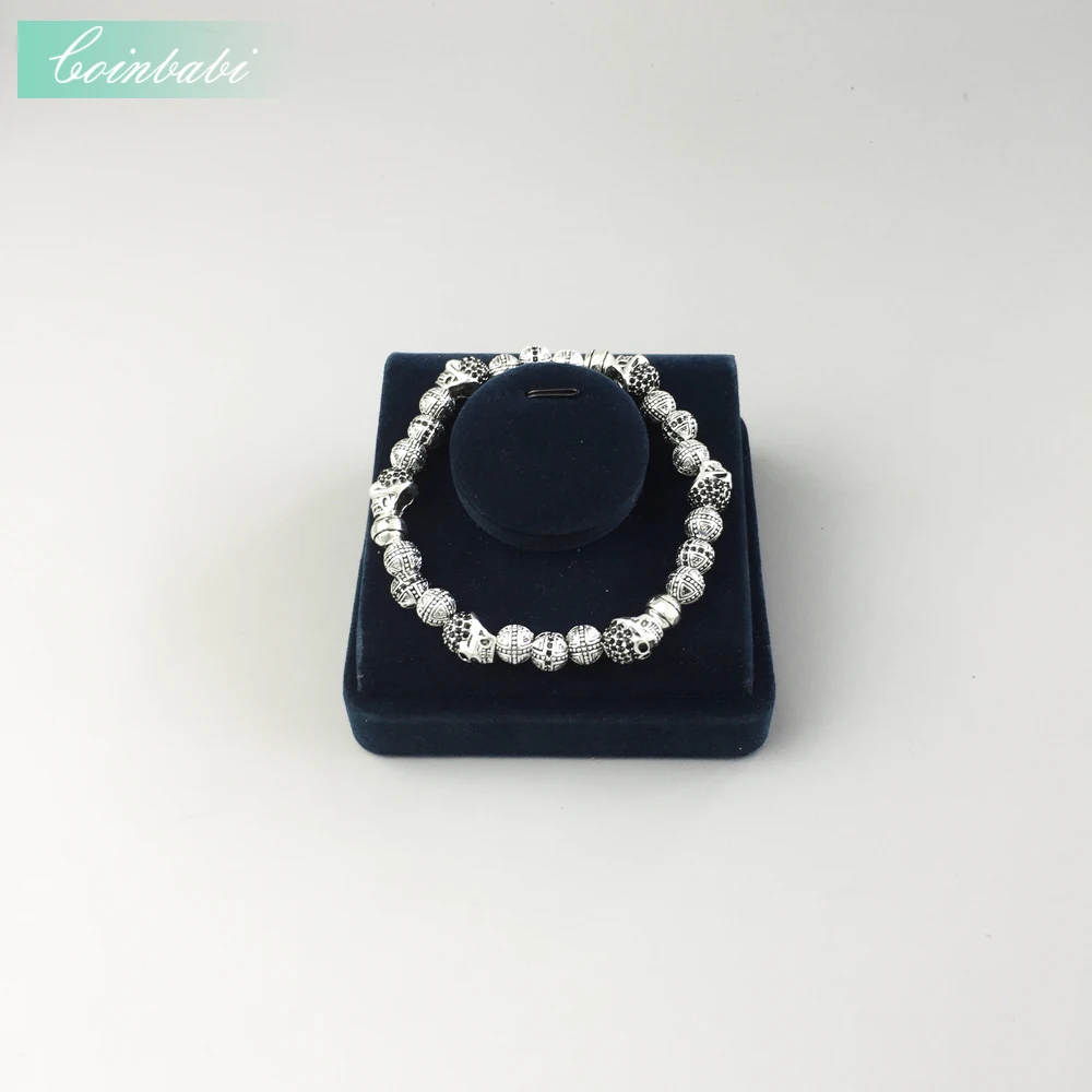 Skulls &amp Cross Hero Bead Elastic Bracelet bracelets new fashion jewelry silver-plate for Men Halloween party | Украшения и