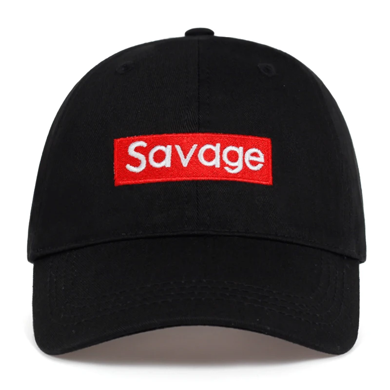 Новинка, бейсбольная кепка с вышитыми буквами savage, хлопок, пара шляпы для отдыха, хип-хоп кепка для гольфа с застежкой сзади, модная шляпа для папы - Цвет: Черный