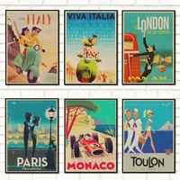 famous scenery retro kraft travel poster decorative wall sticker home bar posters decoration kid gift9003