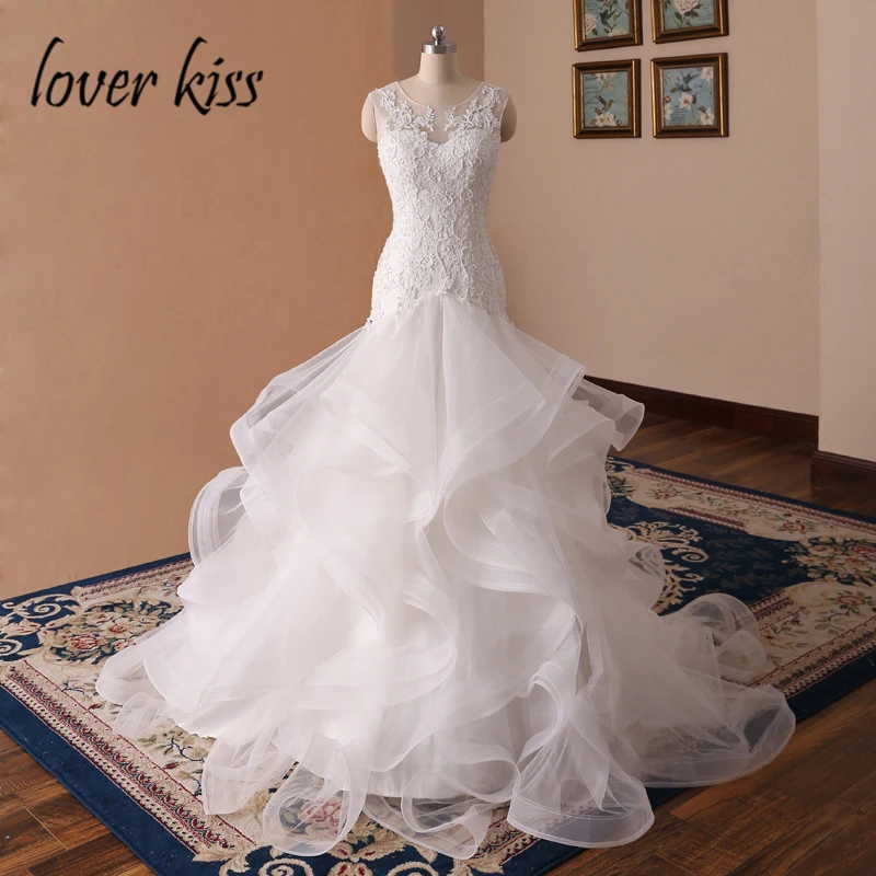 Любовник Поцелуй robe de Mariage принцессы Русалочки свадебное платья для женщин в