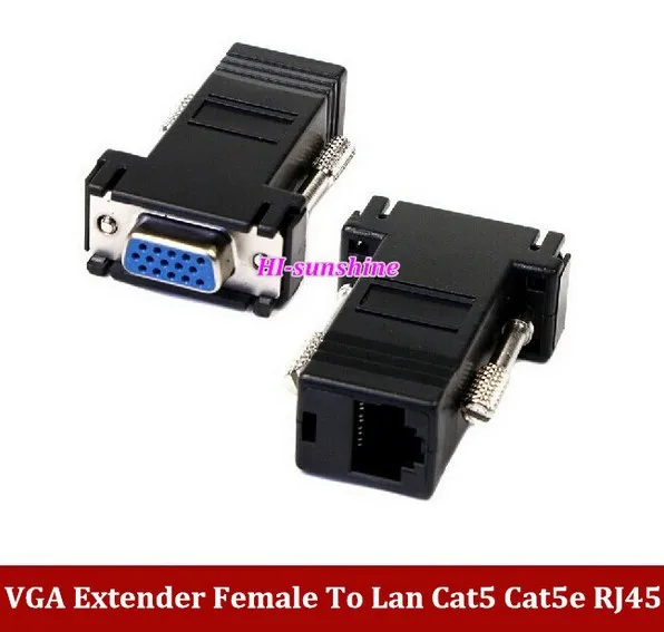 

New VGA Extender Female To Lan Cat5 Cat5e RJ45 Ethernet Female Adapter Freeshipping by DHL/EMS