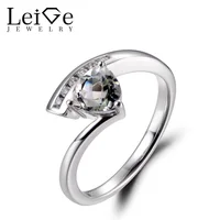 LeiGe Jewelry Natural Green Amethyst Rings Anniversary Rings Trillion Cut Green Gems Ring Real 925 Sterling Silver Fine Jewelry