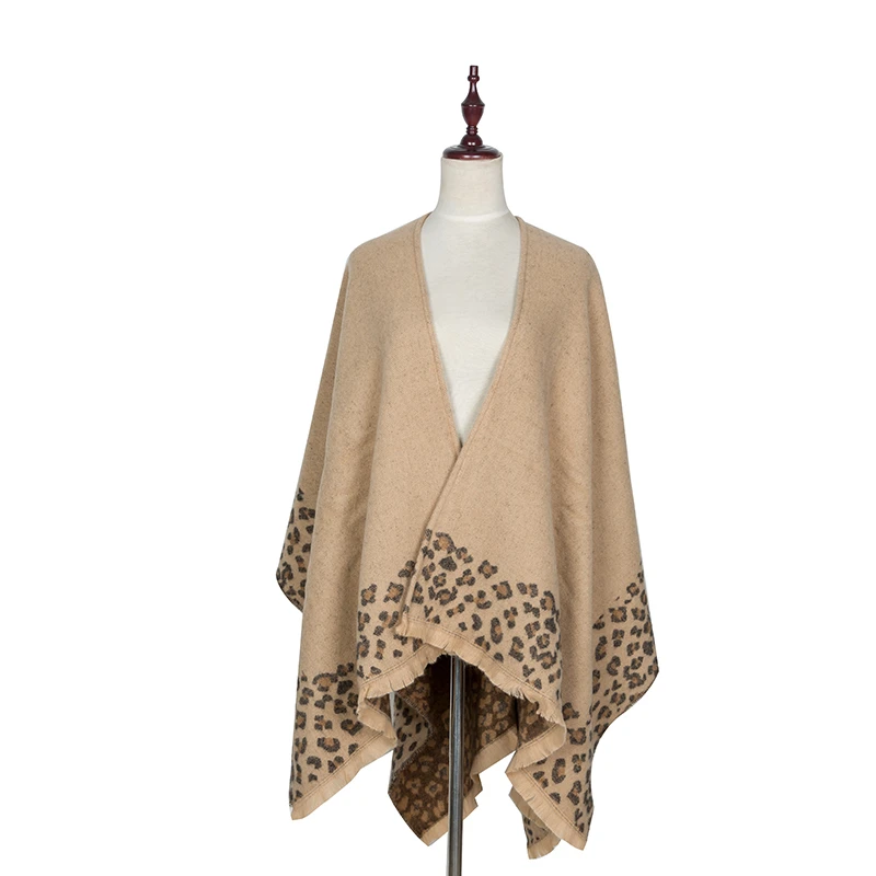 Жаккардовое пончо с леопардовым принтом в европейском стиле накидка леопардовой
