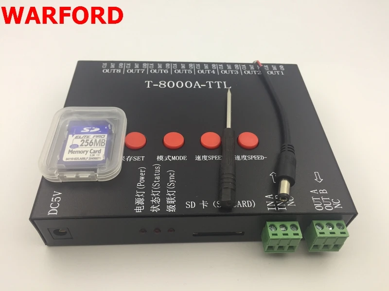 1 шт. T8000A rgb светодиодный контроллер для ws2812b/WS2811/WS2813/LPD6803/DMX512 полосы программа +