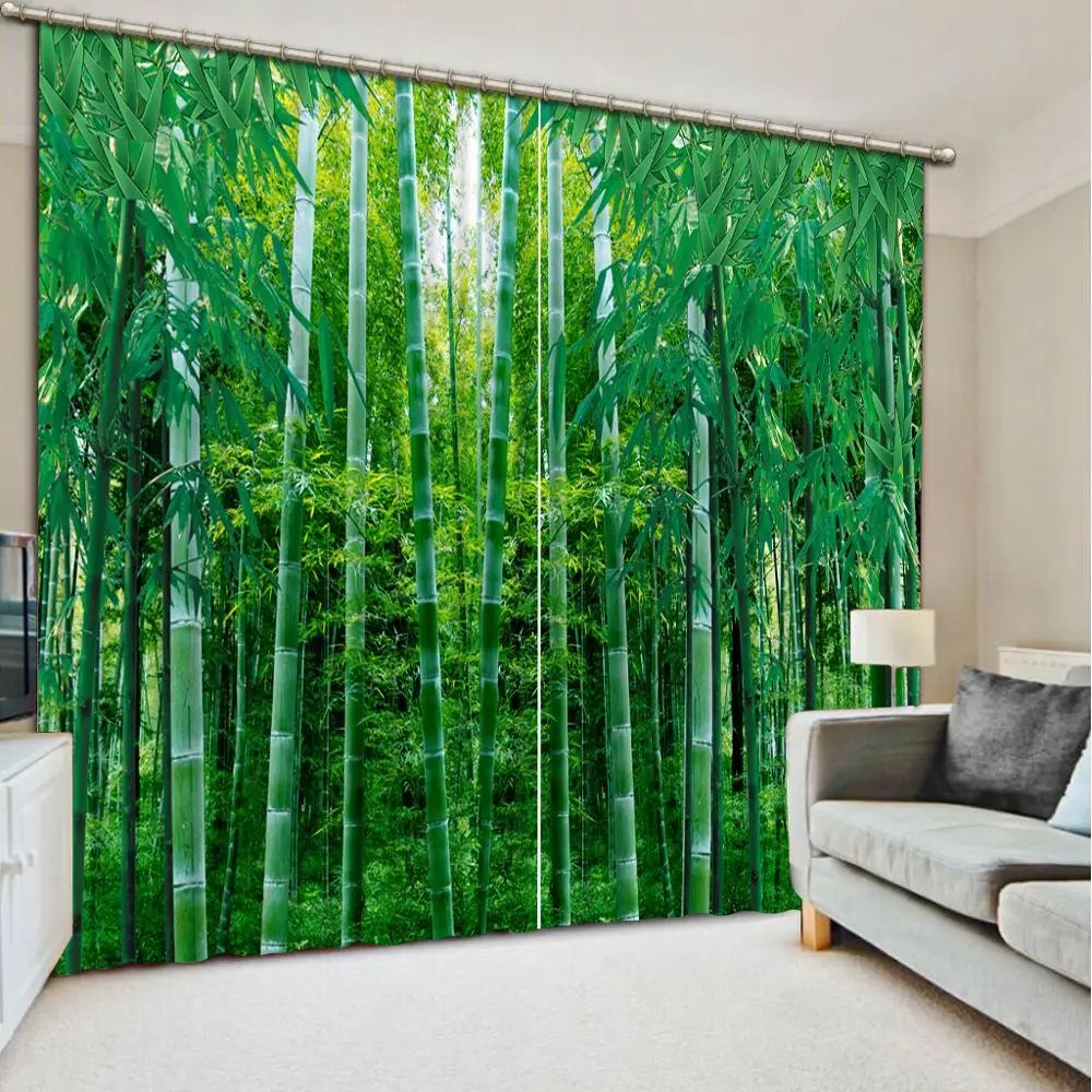 

customize sound proof curtain bamboo forest curtain for the living room Bedroom girls room high quality curtain