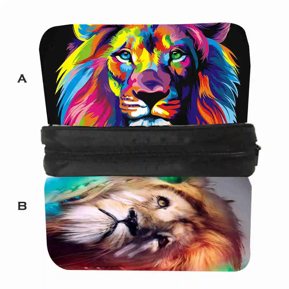 Любительское аниме печати Pencilbag лев тигр лошадь кошка пространство Galaxy животных