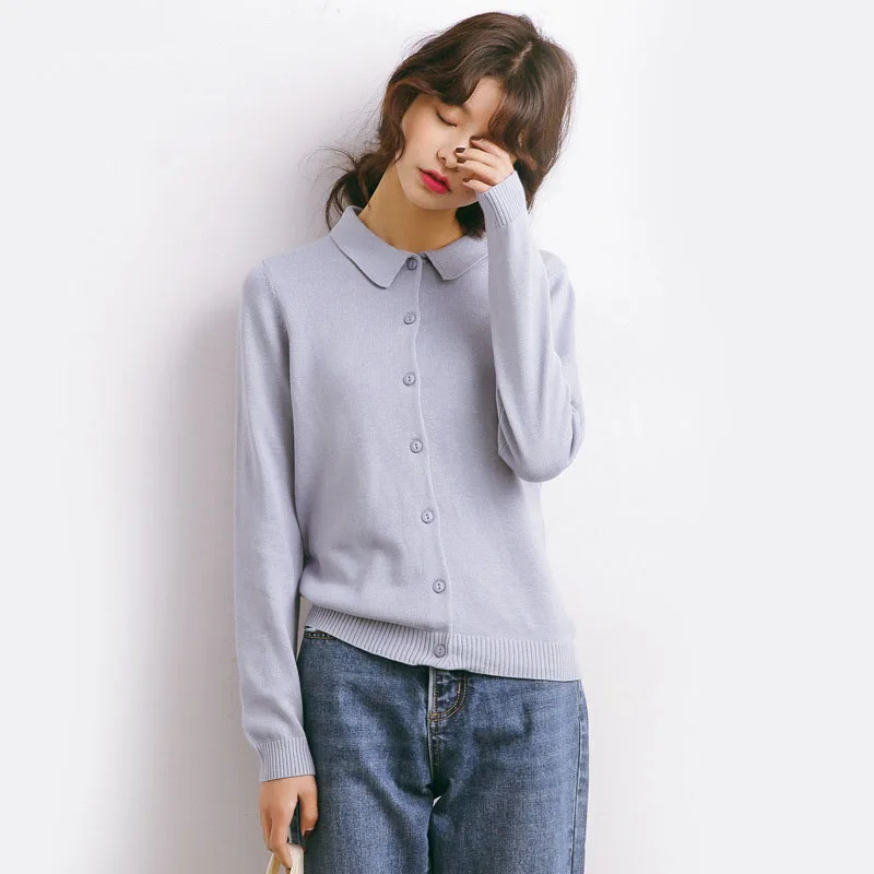 Женский облегающий кардиган повседневный короткий с длинным рукавом и отложным