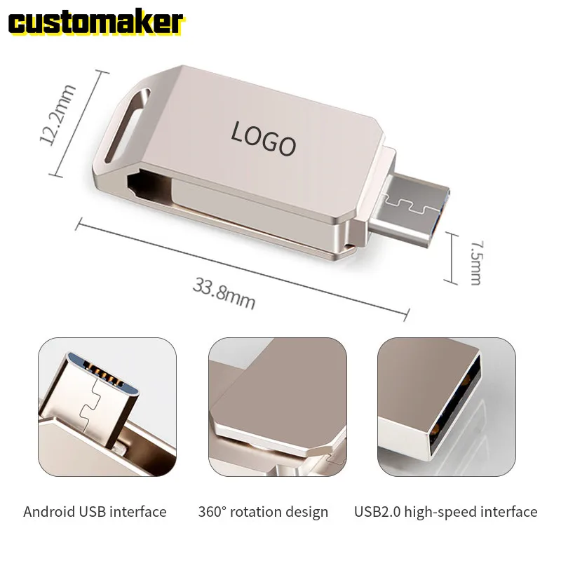 Флешка 2 в 1 с индивидуальным логотипом быстрая флеш карта Usb 16 ГБ для телефонов