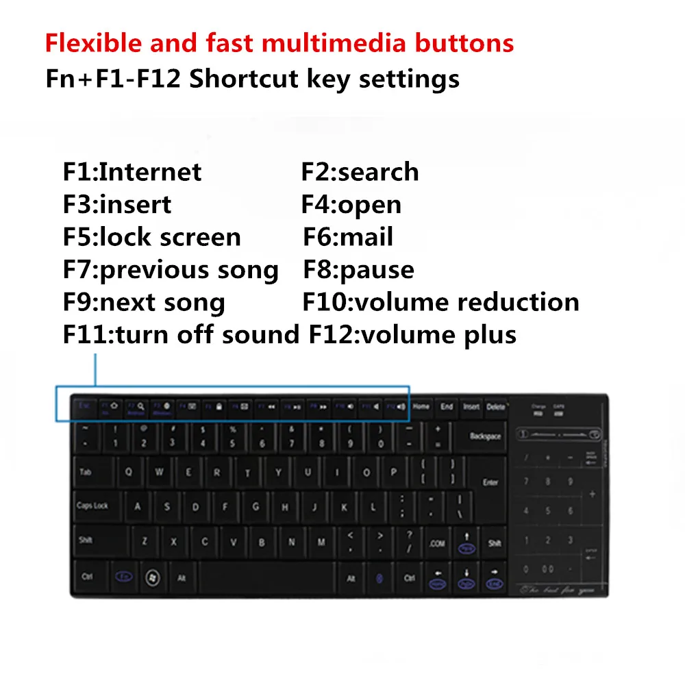 Bluetooth 3,0 Беспроводная клавиатура тачпад мышь ультра тонкий Мини тачпад игровая клавиатура для ПК ноутбук Смарт ТВ teclado