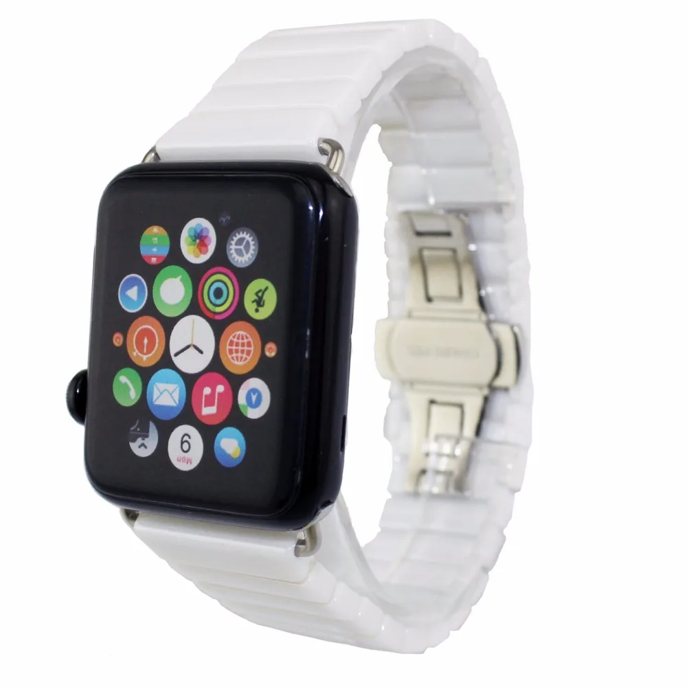Керамический ремешок для часов Apple Watch Series 5 4 3 2 1 Бабочка Пряжка керамические