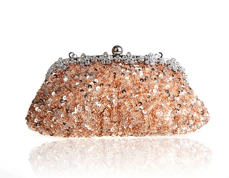 Высококачественная Дамская Вечерняя свадебная сумочка цвета шампанского с