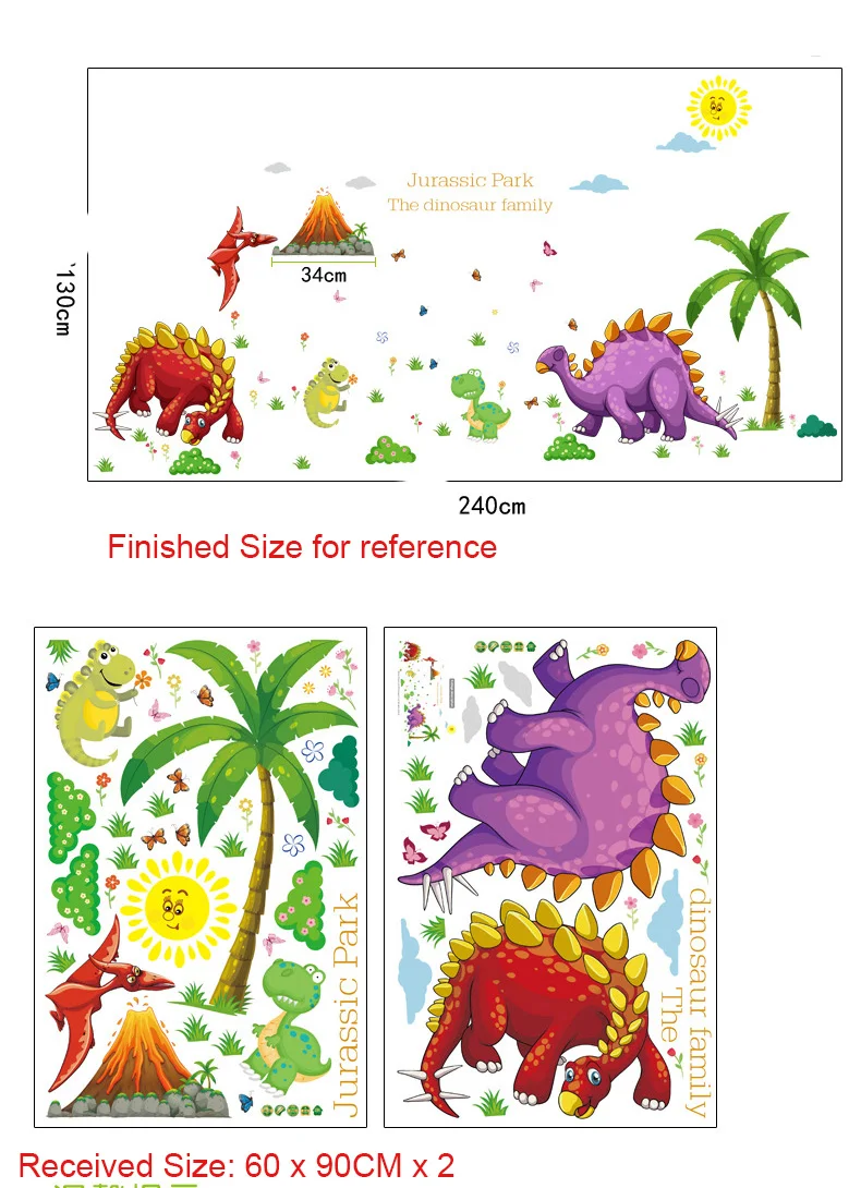 Настенные наклейки с изображением динозавра кокосовой пальмы для мальчиков и