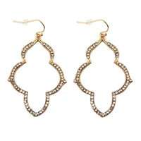 pave shiny glass rhinestones arabesque chandeliers dangle drop earrings for women