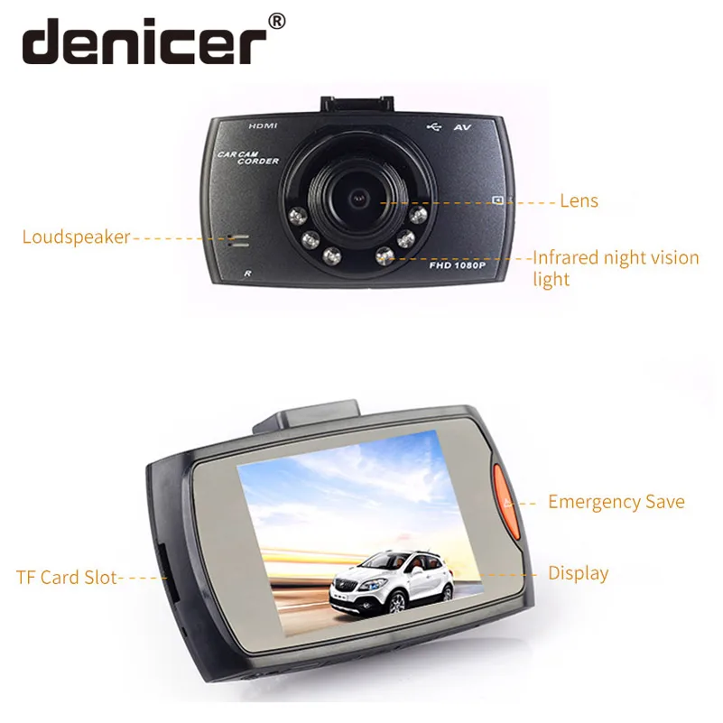 Denicer 2 7 дюймовый экран Мини Автомобильный видеорегистратор Dashcam 1080P Full HD