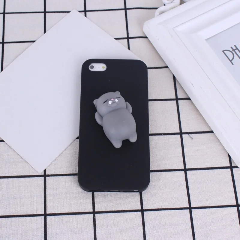 Squishy Mobile phone Cases For iphone 7 7Plus Cute 3D Soft Lazy Cat Cartoon Back Cover Candy colors case for 6 6s |