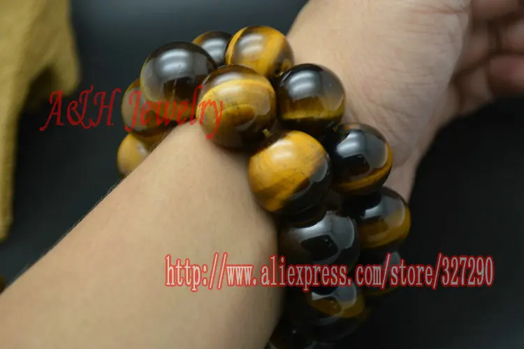 

High Quality Grade AAA Tiger Eyes 18mm Stretch Bracelets For Fashion Men Jewelry Natural Semi-precious Stone Bangles