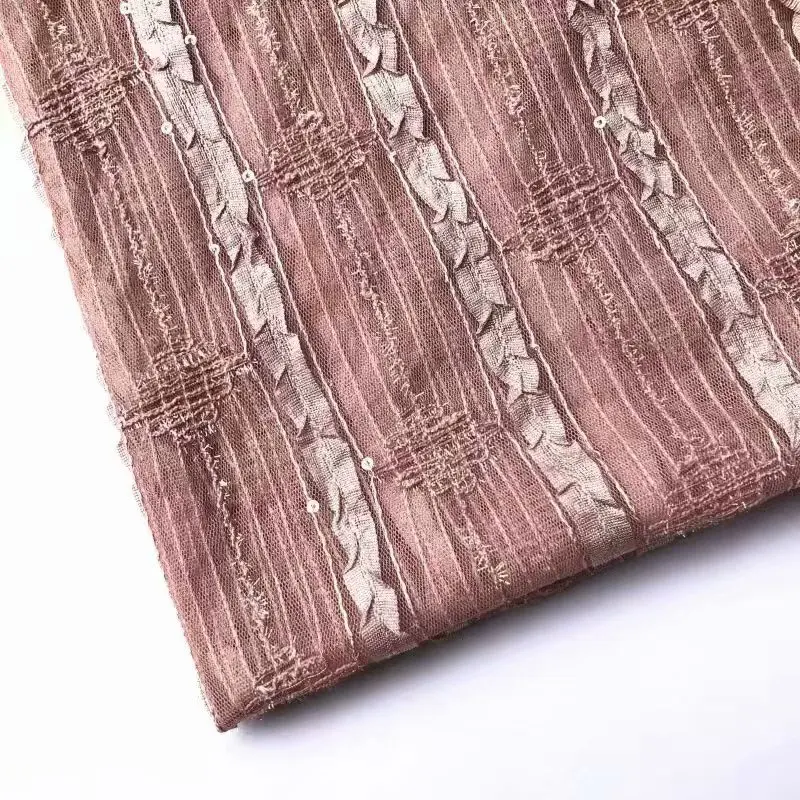 

Hot style embroidery jacquard cut chiffon worsted fabric plain dress ladies polyester worsted cloth