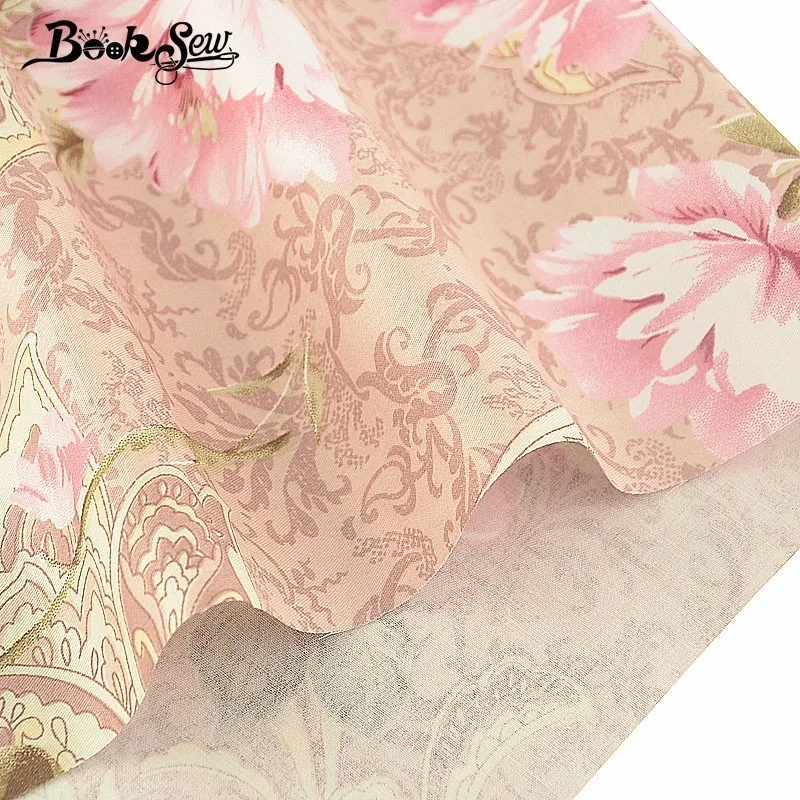 Booksew 100% хлопчатобумажная саржевая ткань коричневый цветочный дизайн шитье
