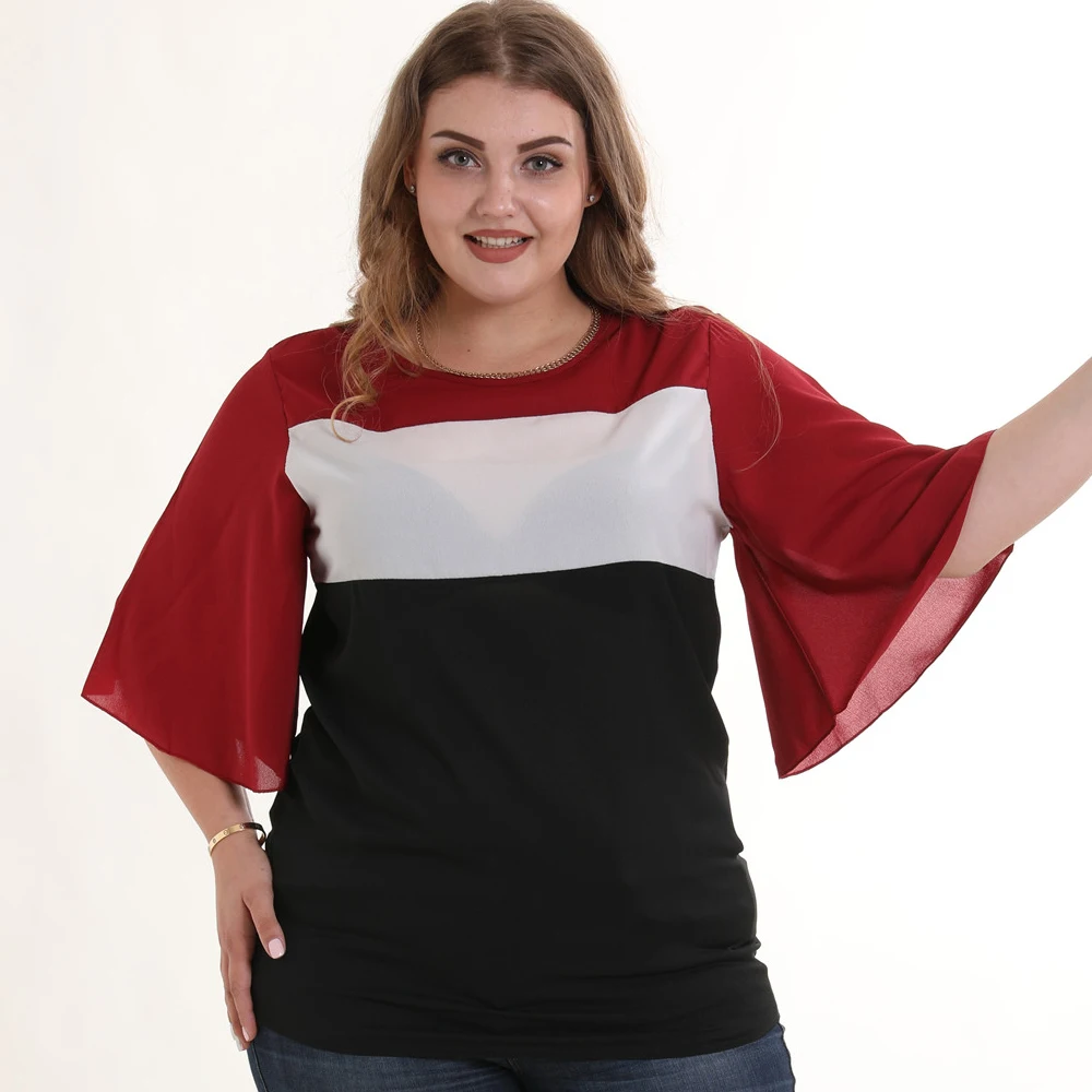 Новая мода лето 2019 г. Женская Повседневная футболка плюс размеры 5XL XXXXL шифон