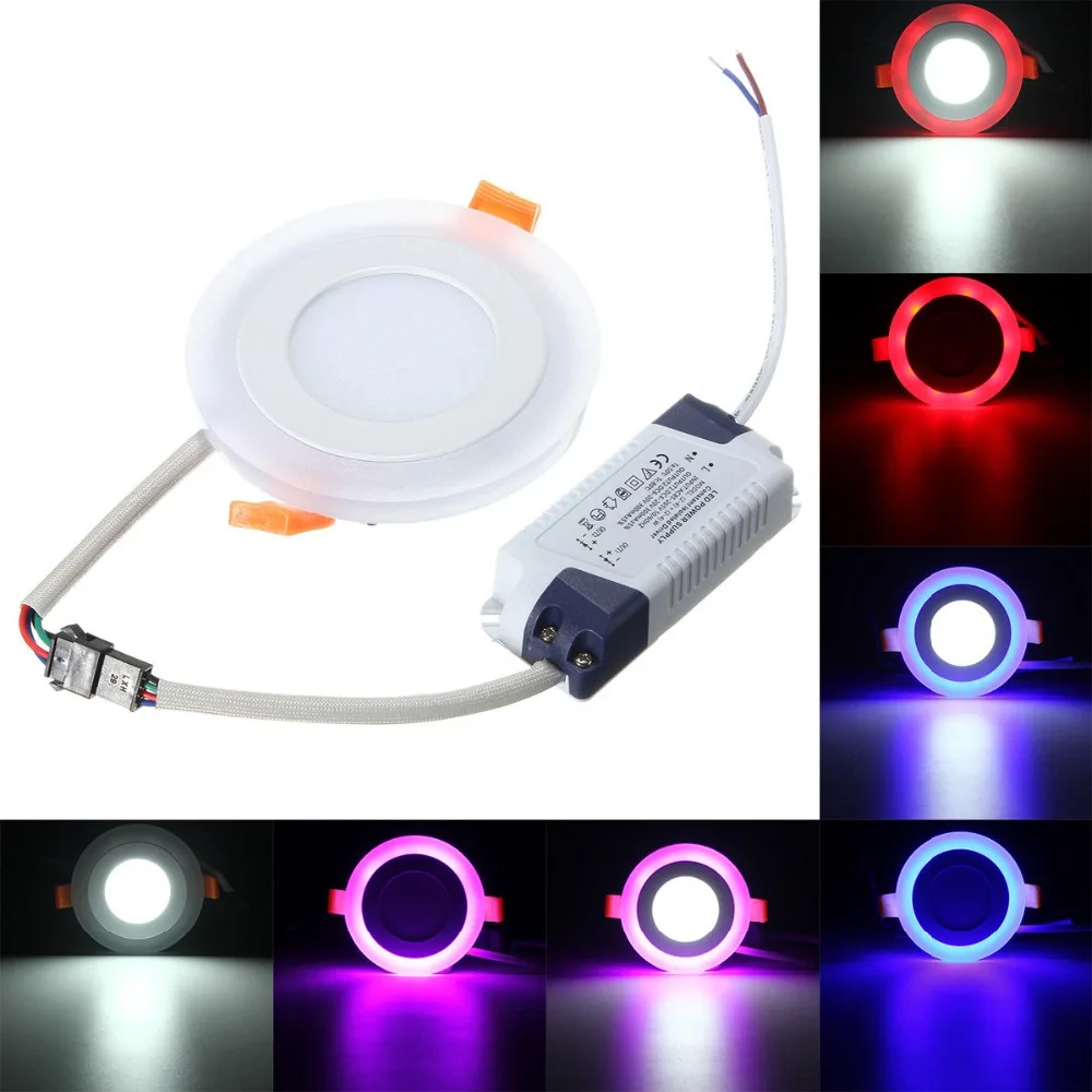 

1pcs Hot sales colorful LED Panel Downlight 6W 9W 16W 24W RGB Panel Light AC85-265V Recessed Ceiling Lamp led Ceiling lamp