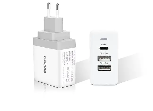 Delippo UL указано 65 Вт USB C зарядное устройство PD& QC 3,0 USB 3 в 1 дорожное настенное зарядное устройство совместимо с iPhone планшет ноутбук и многое другое