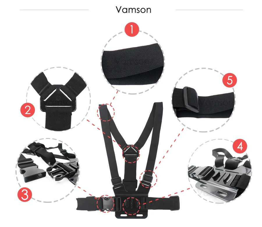 Vamson для Gopro аксессуары нагрудный ремень корпус штатив жгут крепление для Gopro Hero 8 7 5 6 4 для Xiaomi для Yi 4K VP203