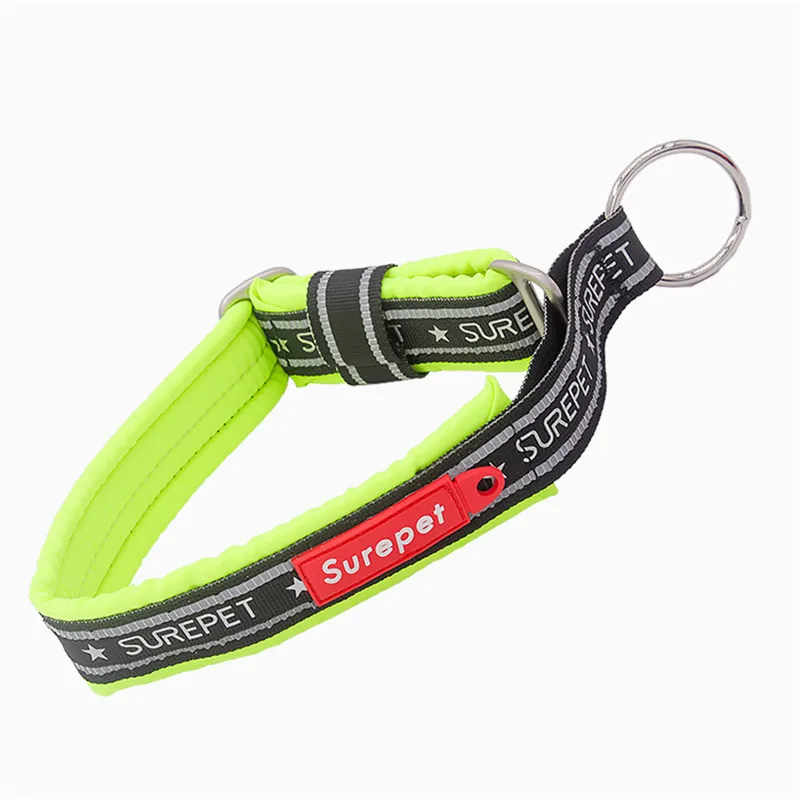 green collar Ошейник для собак светоотражающий нейлоновый мягкий ошейник для собак Маленький Средний Большой собачий P цепной поводок к ошейнику домашнего животного набор не-Дроссель питбуль - Color: green collar