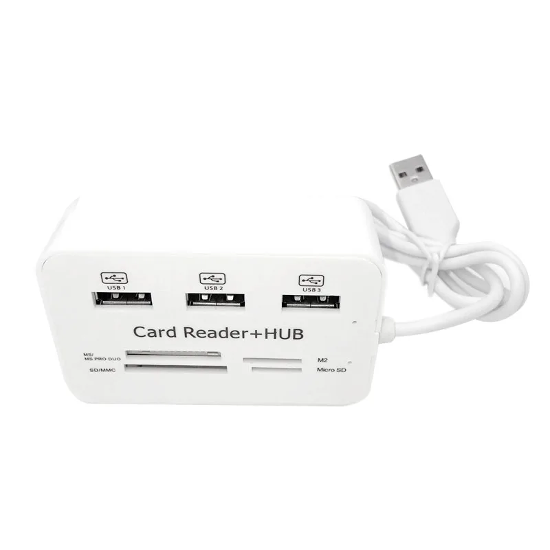 Портативный все в одном USB 2 0 концентратор 3 Порты с кард ридер 480 Мбит/с комбо для