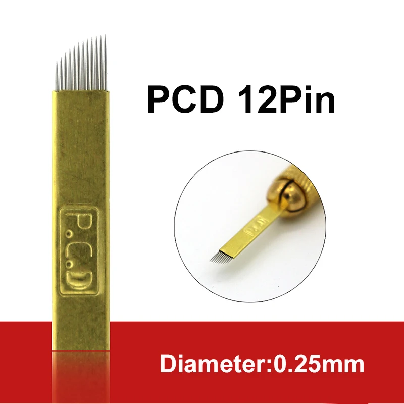 100 шт Lamina Agulhas микроблейдинг tebori 12 pin твердая PCD игла 14 19 U лезвие Перманентный макияж бровей Иглы татуировки Поставки