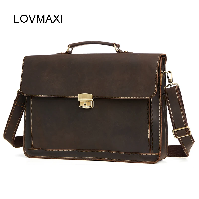 LOVMAXI 100% натуральная кожа мужские портфели Повседневная сумка через плечо деловая