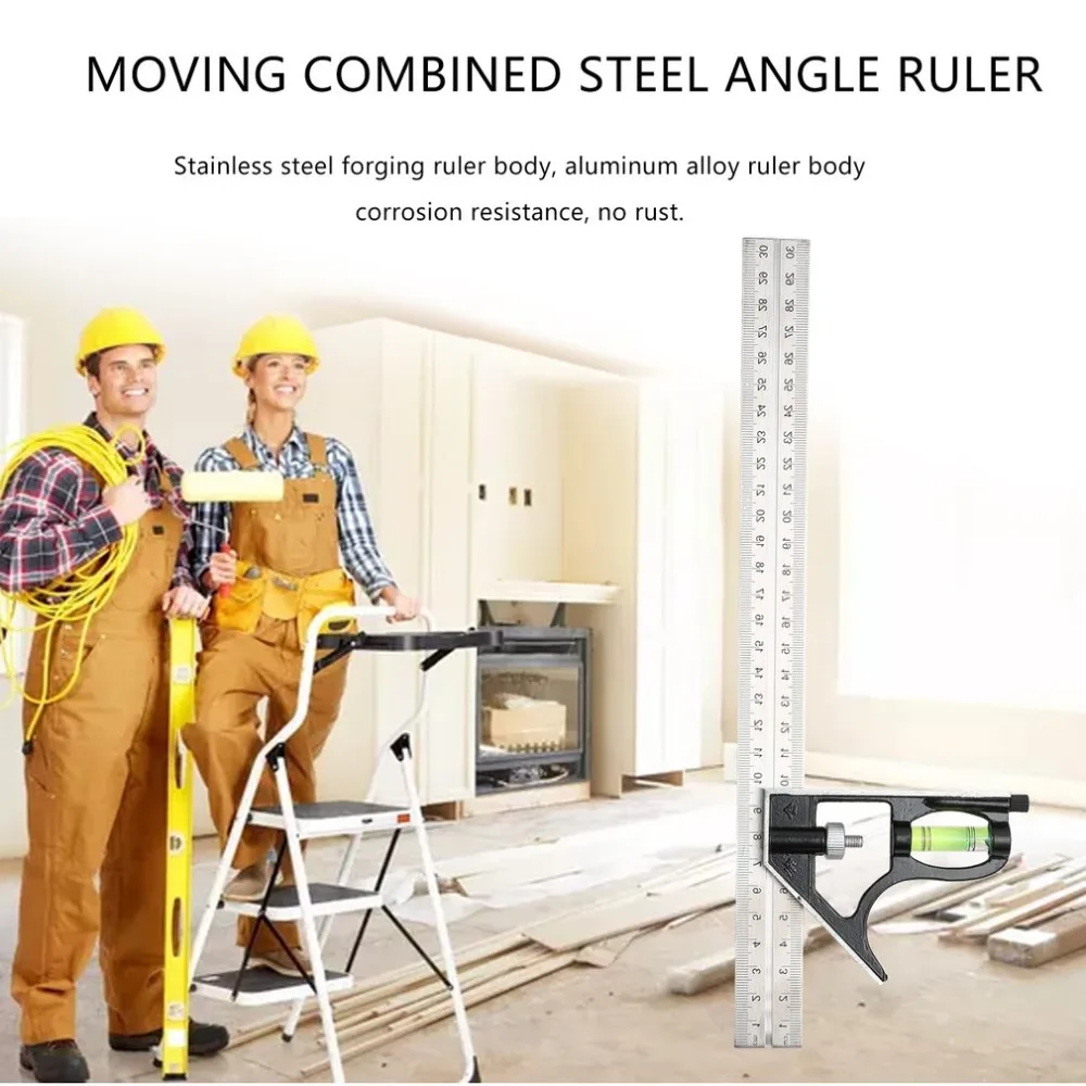 300mm Combination Angle Ruler Universal Mobile 45Degree Square With Bubble Level For Machinist Measuring Tools | Инструменты