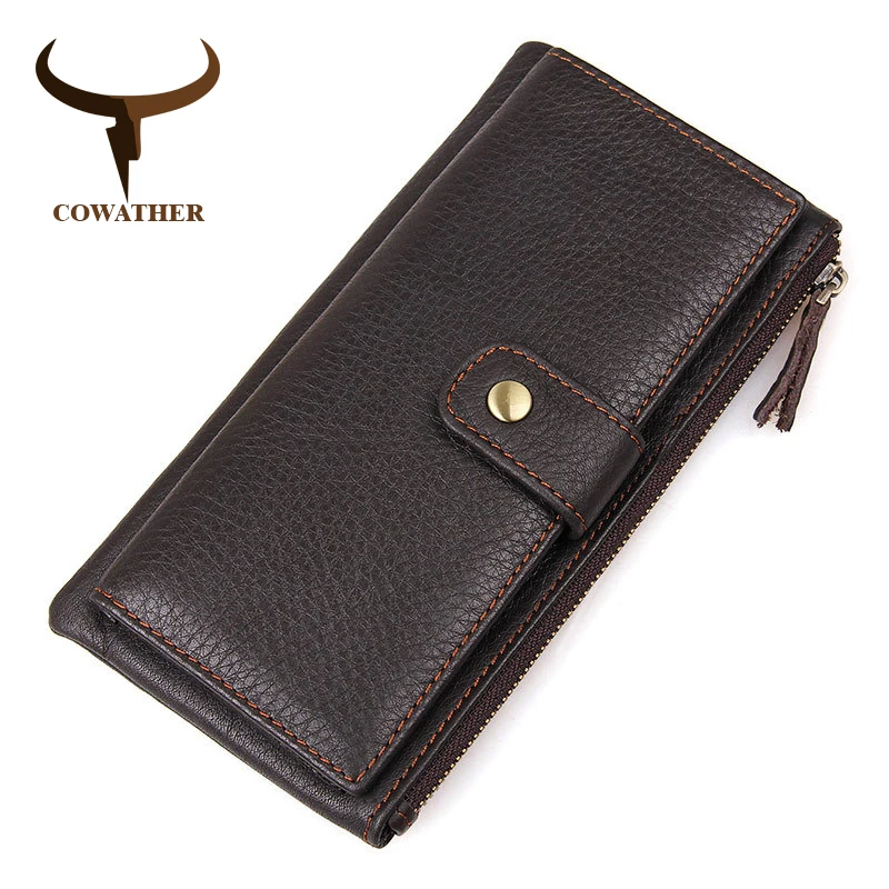 Мужской клатч из натуральной кожи с несколькими отделениями для карт|long wallet|wallet